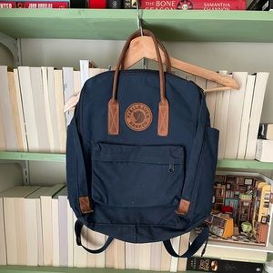 Kanken no. 2 backpack, leather handles, navy